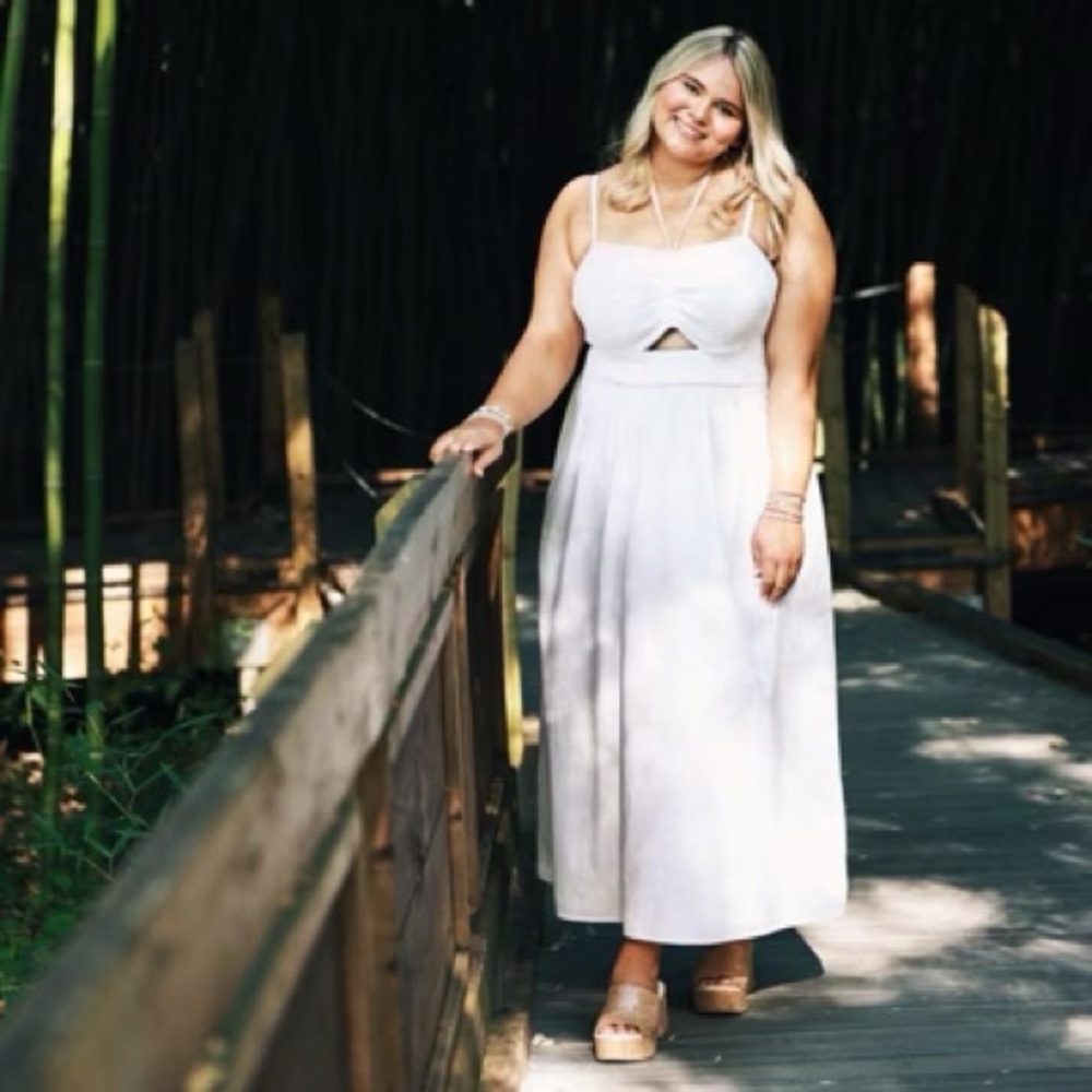 Women's Smocked Cut-Out Maxi Sundress - Universal Thread White XS - Picture 10 of 10